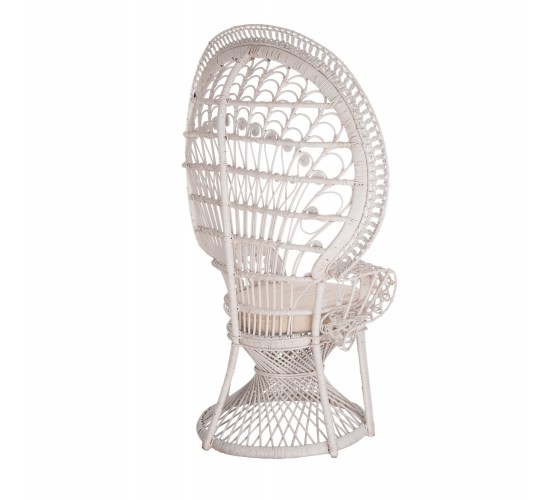 ΠΟΛΥΘΡΟΝΑ ROYAL PEACOCK HM9342.02 RATTAN ΣΕ ΛΕΥΚΟ-ΜΑΞΙΛΑΡΙ ΛΕΥΚΟ 114x72x150Yεκ.