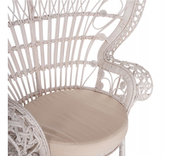 ΠΟΛΥΘΡΟΝΑ ROYAL PEACOCK HM9342.02 RATTAN ΣΕ ΛΕΥΚΟ-ΜΑΞΙΛΑΡΙ ΛΕΥΚΟ 114x72x150Yεκ.