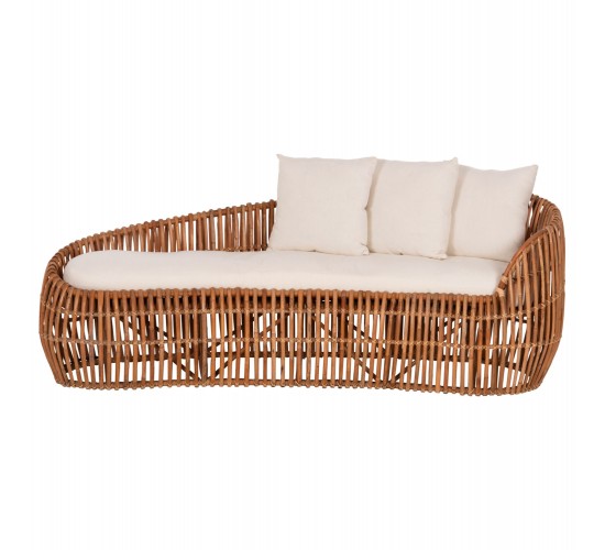 ΚΑΝΑΠΕΣ-ΑΝΑΚΛΙΝΤΡΟ LANTRY HM5991 ΦΥΣΙΚΟ RATTAN- ΛΕΥΚΑ ΜΑΞΙΛΑΡΙΑ 215x60x78Yεκ.