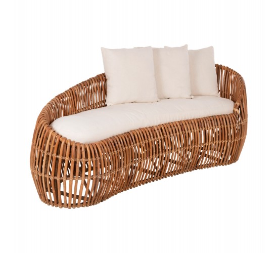 ΚΑΝΑΠΕΣ-ΑΝΑΚΛΙΝΤΡΟ LANTRY HM5991 ΦΥΣΙΚΟ RATTAN- ΛΕΥΚΑ ΜΑΞΙΛΑΡΙΑ 215x60x78Yεκ.