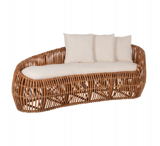 ΚΑΝΑΠΕΣ-ΑΝΑΚΛΙΝΤΡΟ LANTRY HM5991 ΦΥΣΙΚΟ RATTAN- ΛΕΥΚΑ ΜΑΞΙΛΑΡΙΑ 215x60x78Yεκ.