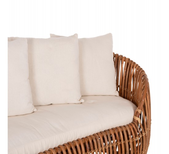 ΚΑΝΑΠΕΣ-ΑΝΑΚΛΙΝΤΡΟ LANTRY HM5991 ΦΥΣΙΚΟ RATTAN- ΛΕΥΚΑ ΜΑΞΙΛΑΡΙΑ 215x60x78Yεκ.