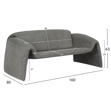 ΚΑΝΑΠΕΣ ΔΙΘΕΣΙΟΣ LAFORGE HM9680.01 ΜΕΤΑΛΛΙΚΟΣ ΣΚΕΛΕΤΟΣ-ΓΚΡΙ ΜΠΟΥΚΛΕ ΥΦΑΣΜΑ 160x80x63Υεκ. 2θέσιος