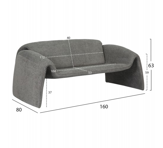 ΚΑΝΑΠΕΣ ΔΙΘΕΣΙΟΣ LAFORGE HM9680.01 ΜΕΤΑΛΛΙΚΟΣ ΣΚΕΛΕΤΟΣ-ΓΚΡΙ ΜΠΟΥΚΛΕ ΥΦΑΣΜΑ 160x80x63Υεκ. 2θέσιος