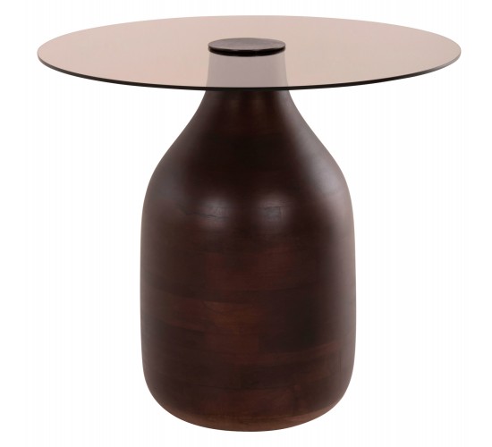 ΒΟΗΘΗΤΙΚΑ ΤΡΑΠΕΖΑΚΙΑ 2ΤΜΧ CHANG HM9668 ΞΥΛΟ MANGO-ΓΥΑΛΙ TOP Φ55x49,5Υ & Φ40x36,5Υεκ.
