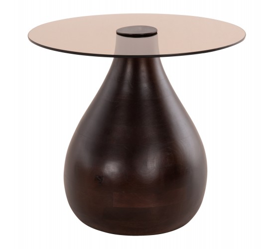 ΒΟΗΘΗΤΙΚΑ ΤΡΑΠΕΖΑΚΙΑ 2ΤΜΧ CHANG HM9668 ΞΥΛΟ MANGO-ΓΥΑΛΙ TOP Φ55x49,5Υ & Φ40x36,5Υεκ.