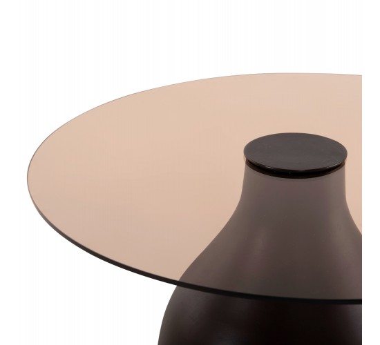 ΒΟΗΘΗΤΙΚΑ ΤΡΑΠΕΖΑΚΙΑ 2ΤΜΧ CHANG HM9668 ΞΥΛΟ MANGO-ΓΥΑΛΙ TOP Φ55x49,5Υ & Φ40x36,5Υεκ.