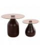 ΒΟΗΘΗΤΙΚΑ ΤΡΑΠΕΖΑΚΙΑ 2ΤΜΧ CHANG HM9668 ΞΥΛΟ MANGO-ΓΥΑΛΙ TOP Φ55x49,5Υ & Φ40x36,5Υεκ.