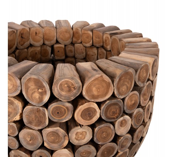 ΤΡΑΠΕΖΙ BAR ΣΤΡΟΓΓΥΛΟ LEEROY HM9806 KOMMATIA ΞΥΛΟΥ TEAK Φ900x103Υεκ.