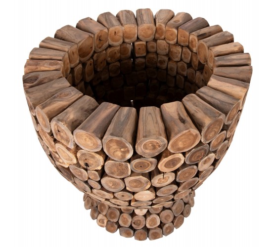 ΤΡΑΠΕΖΙ BAR ΣΤΡΟΓΓΥΛΟ LEEROY HM9806 KOMMATIA ΞΥΛΟΥ TEAK Φ900x103Υεκ.