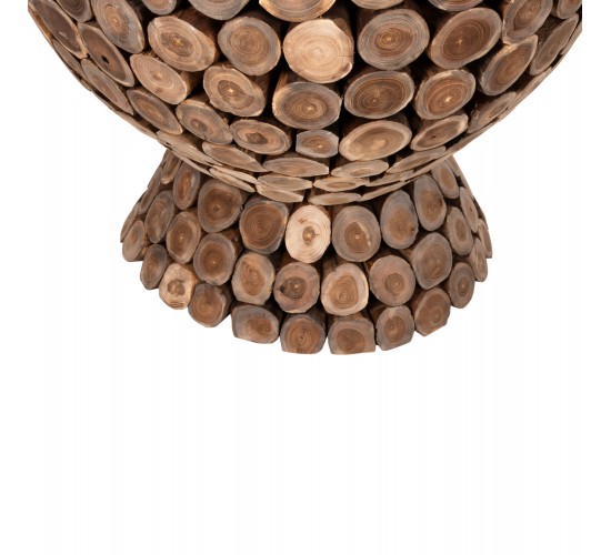 ΤΡΑΠΕΖΙ BAR ΣΤΡΟΓΓΥΛΟ LEEROY HM9806 KOMMATIA ΞΥΛΟΥ TEAK Φ900x103Υεκ.