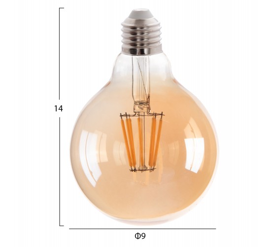 ΛΑΜΠΤΗΡΑΣ GLOBO LED FILAMENT 8W E27 3000K ΧΡΥΣΟ DIMMABLE HM4050.02