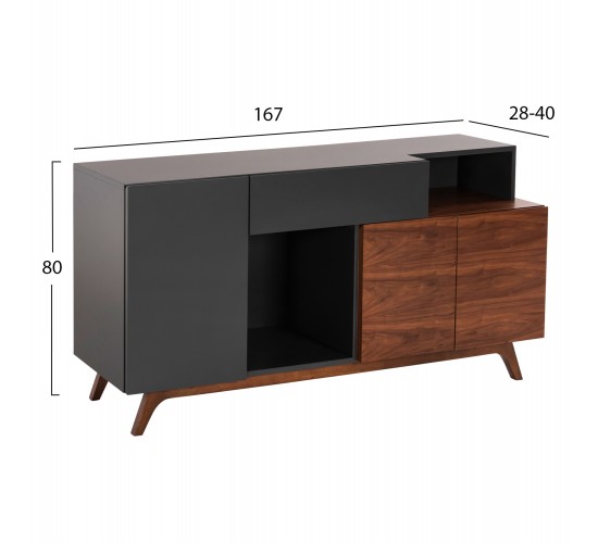 ΜΠΟΥΦΕΣ PREDA HM9747 MDF ΜΕ ΚΑΡΥΔΙ & ΣΚΟΥΡΟ ΓΚΡΙ ΚΑΠΛΑΜΑ 167x28-40x80Υεκ.