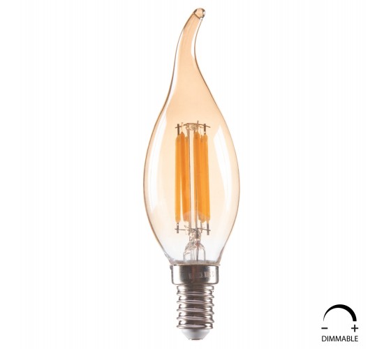 ΛΑΜΠΤΗΡΑΣ HM4047.02 ΣΤΥΛ ΦΛΟΓΑ LED FILAMENT 6W E14 3000K GOLD DIMMABLE