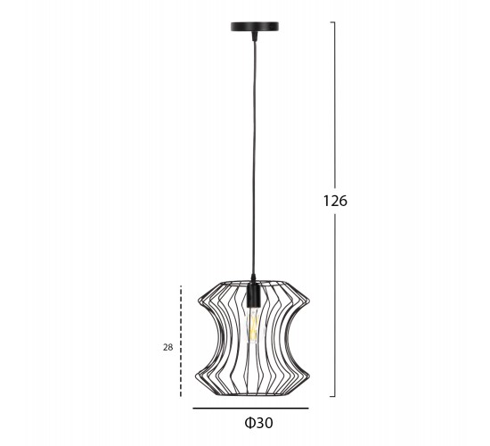 ΦΩΤΙΣΤΙΚΟ ΟΡΟΦΗΣ ΚΡΕΜΑΣΤΟ HM4112 ΜΑΥΡΟ ΜΕΤΑΛΛΟ Φ30x126Υεκ