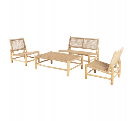 ΣΑΛΟΝΙ ΕΞΩΤ. ΧΩΡΟΥ 4ΤΜΧ LONDER HM11957 ΜΑΣΙΦ TEAK-ΣΥΝΘ.RATTAN-ΦΥΣΙΚΟ