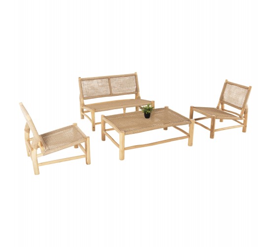 ΣΑΛΟΝΙ ΕΞΩΤ. ΧΩΡΟΥ 4ΤΜΧ LONDER HM11957 ΜΑΣΙΦ TEAK-ΣΥΝΘ.RATTAN-ΦΥΣΙΚΟ