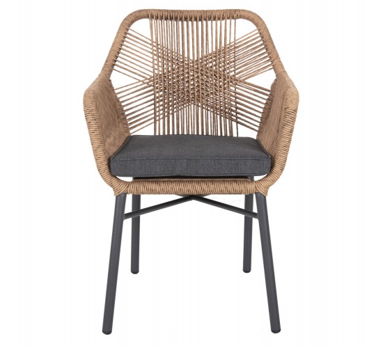 ΠΟΛΥΘΡΟΝΑ TOPIN HM6048.03 ΑΛΟΥΜΙΝΙΟ ΑΝΘΡΑΚΙ-P.E. RATTAN ΜΠΕΖ-ΜΑΞΙΛΑΡΙ ΑΝΘΡΑΚΙ