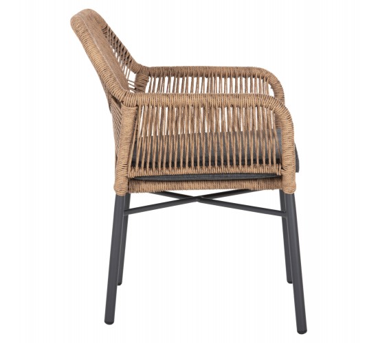 ΠΟΛΥΘΡΟΝΑ TOPIN HM6048.03 ΑΛΟΥΜΙΝΙΟ ΑΝΘΡΑΚΙ-P.E. RATTAN ΜΠΕΖ-ΜΑΞΙΛΑΡΙ ΑΝΘΡΑΚΙ