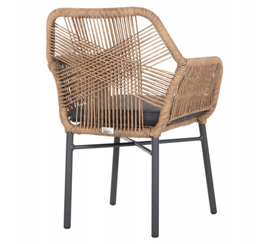 ΠΟΛΥΘΡΟΝΑ TOPIN HM6048.03 ΑΛΟΥΜΙΝΙΟ ΑΝΘΡΑΚΙ-P.E. RATTAN ΜΠΕΖ-ΜΑΞΙΛΑΡΙ ΑΝΘΡΑΚΙ