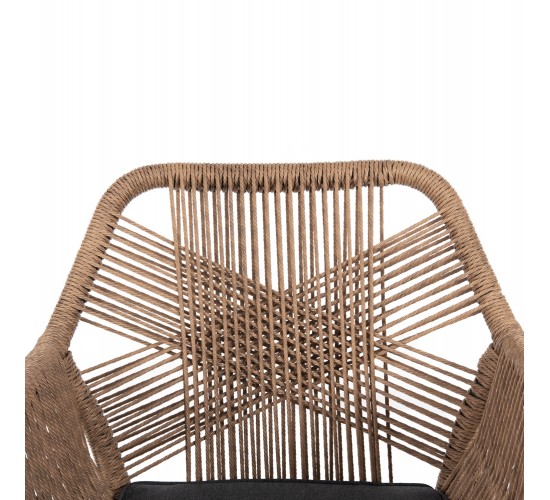 ΠΟΛΥΘΡΟΝΑ TOPIN HM6048.03 ΑΛΟΥΜΙΝΙΟ ΑΝΘΡΑΚΙ-P.E. RATTAN ΜΠΕΖ-ΜΑΞΙΛΑΡΙ ΑΝΘΡΑΚΙ