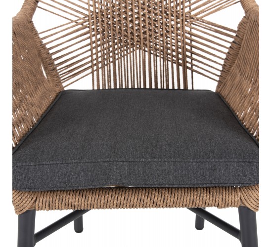 ΠΟΛΥΘΡΟΝΑ TOPIN HM6048.03 ΑΛΟΥΜΙΝΙΟ ΑΝΘΡΑΚΙ-P.E. RATTAN ΜΠΕΖ-ΜΑΞΙΛΑΡΙ ΑΝΘΡΑΚΙ