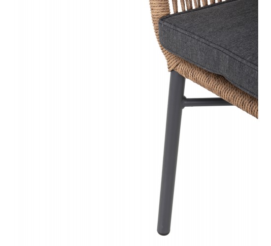 ΠΟΛΥΘΡΟΝΑ TOPIN HM6048.03 ΑΛΟΥΜΙΝΙΟ ΑΝΘΡΑΚΙ-P.E. RATTAN ΜΠΕΖ-ΜΑΞΙΛΑΡΙ ΑΝΘΡΑΚΙ