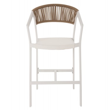 ΣΚΑΜΠΟ ΑΛΟΥΜΙΝΙΟΥ MIRI ΛΕΥΚΟ HM5892.32 ΜΕΣ. ΥΨΟΥΣ-ΜE RATTAN & TΕΧΤLINE 57x57x99,5Yεκ.