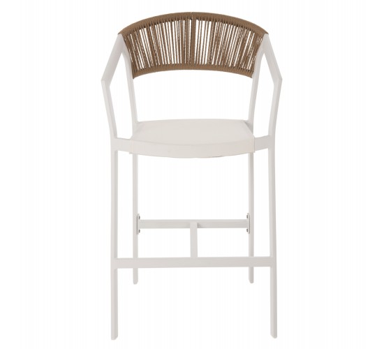 ΣΚΑΜΠΟ ΑΛΟΥΜΙΝΙΟΥ ΛΕΥΚΟ HM5892.32 ΜΕΣ. ΥΨΟΥΣ-ΜE RATTAN & TΕΧΤLINE 57x57x99,5Yεκ.