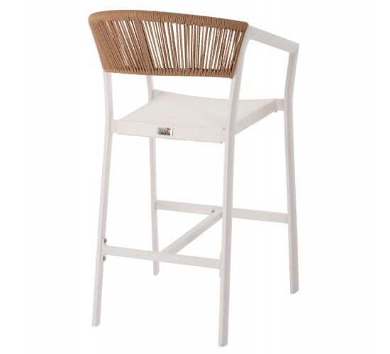 ΣΚΑΜΠΟ ΑΛΟΥΜΙΝΙΟΥ ΛΕΥΚΟ HM5892.32 ΜΕΣ. ΥΨΟΥΣ-ΜE RATTAN & TΕΧΤLINE 57x57x99,5Yεκ.