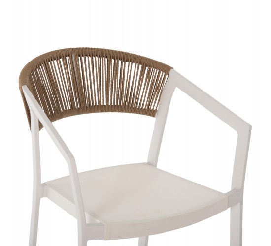 ΣΚΑΜΠΟ ΑΛΟΥΜΙΝΙΟΥ ΛΕΥΚΟ HM5892.32 ΜΕΣ. ΥΨΟΥΣ-ΜE RATTAN & TΕΧΤLINE 57x57x99,5Yεκ.