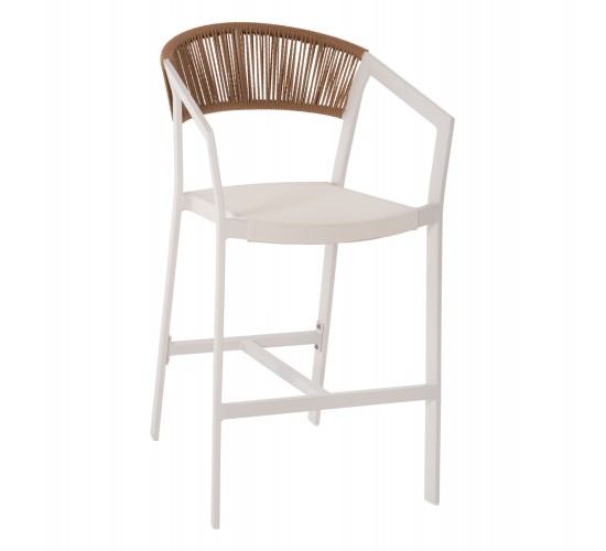 ΣΚΑΜΠΟ ΑΛΟΥΜΙΝΙΟΥ ΛΕΥΚΟ HM5892.32 ΜΕΣ. ΥΨΟΥΣ-ΜE RATTAN & TΕΧΤLINE 57x57x99,5Yεκ.