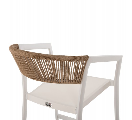 ΣΚΑΜΠΟ ΑΛΟΥΜΙΝΙΟΥ ΛΕΥΚΟ HM5892.32 ΜΕΣ. ΥΨΟΥΣ-ΜE RATTAN & TΕΧΤLINE 57x57x99,5Yεκ.
