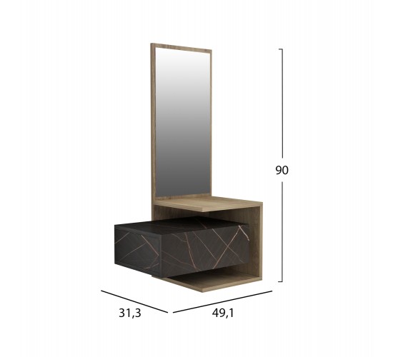 ΕΠΙΠΛΟ ΕΙΣΟΔΟΥ ΜΕ ΚΑΘΡΕΠΤΗ MEARA HM8984.13 ΜΕΛΑΜΙΝΗ BLACK MARBLE-ΦΥΣΙΚΟ 49,1x31,3x90Υεκ
