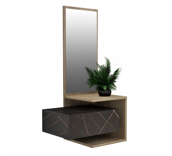 ΕΠΙΠΛΟ ΕΙΣΟΔΟΥ ΜΕ ΚΑΘΡΕΠΤΗ MEARA HM8984.13 ΜΕΛΑΜΙΝΗ BLACK MARBLE-ΦΥΣΙΚΟ 49,1x31,3x90Υεκ