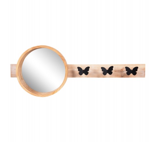 ΚΑΘΡΕΠΤΗΣ ΤΟΙΧΟΥ ΣΤΡΟΓΓΥΛΟΣ SCUTTLE HM4222 FIR WOOD&MDF-BLACK METAL 80x6,5x30,5Υεκ.
