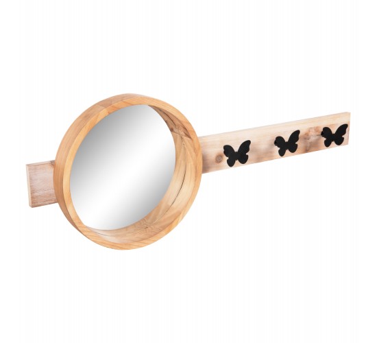 ΚΑΘΡΕΠΤΗΣ ΤΟΙΧΟΥ ΣΤΡΟΓΓΥΛΟΣ SCUTTLE HM4222 FIR WOOD&MDF-BLACK METAL 80x6,5x30,5Υεκ.