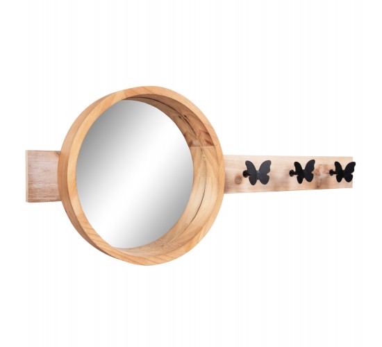 ΚΑΘΡΕΠΤΗΣ ΤΟΙΧΟΥ ΣΤΡΟΓΓΥΛΟΣ SCUTTLE HM4222 FIR WOOD&MDF-BLACK METAL 80x6,5x30,5Υεκ.