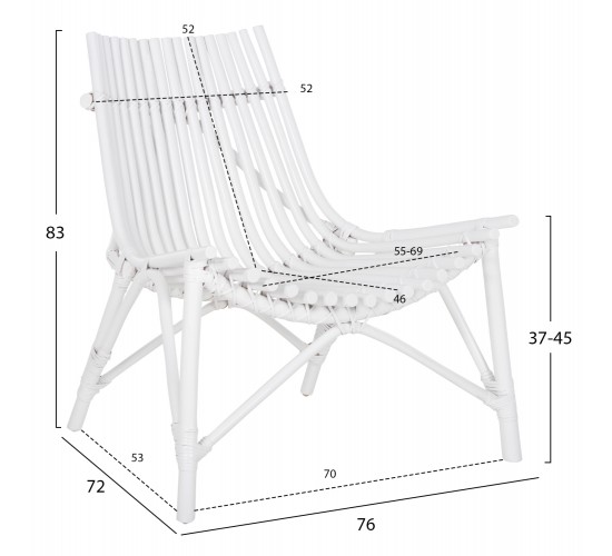 ΚΑΡΕΚΛΑ ΕΞΩΤ.ΧΩΡΟΥ CELLION HM9812.03 ΡΑΒΔΟΙ RATTAN ΣΕ ΛΕΥΚΟ ΧΡΩΜΑ 76x72x83Υεκ.