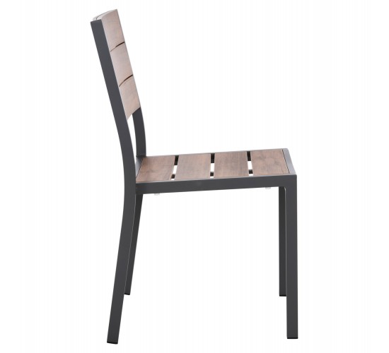 ΚΑΡΕΚΛΑ ΑΛΟΥΜΙΝΙΟΥ SAGA HM6063.02 ΣΚΟΥΡΟ ΓΚΡΙ ΜΕ POLYWOOD 46x52x86Υεκ.