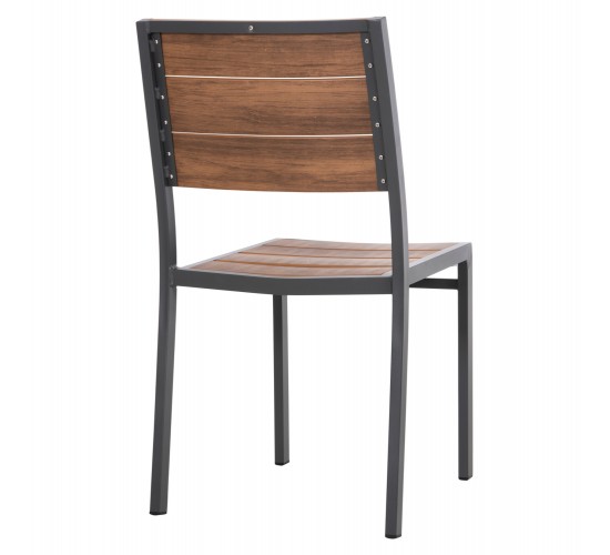 ΚΑΡΕΚΛΑ ΑΛΟΥΜΙΝΙΟΥ SAGA HM6063.02 ΣΚΟΥΡΟ ΓΚΡΙ ΜΕ POLYWOOD 46x52x86Υεκ.