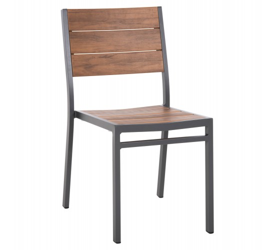 ΚΑΡΕΚΛΑ ΑΛΟΥΜΙΝΙΟΥ SAGA HM6063.02 ΣΚΟΥΡΟ ΓΚΡΙ ΜΕ POLYWOOD 46x52x86Υεκ.