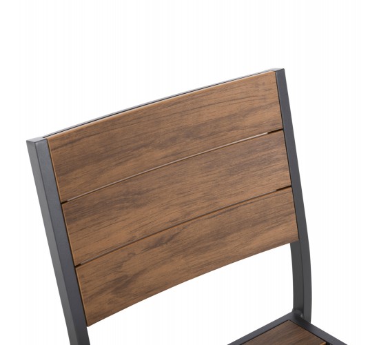 ΚΑΡΕΚΛΑ ΑΛΟΥΜΙΝΙΟΥ SAGA HM6063.02 ΣΚΟΥΡΟ ΓΚΡΙ ΜΕ POLYWOOD 46x52x86Υεκ.