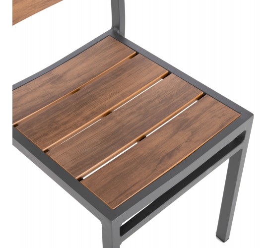 ΚΑΡΕΚΛΑ ΑΛΟΥΜΙΝΙΟΥ SAGA HM6063.02 ΣΚΟΥΡΟ ΓΚΡΙ ΜΕ POLYWOOD 46x52x86Υεκ.