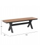 ΠΑΓΚΑΚΙ ΑΛΟΥΜΙΝΙΟΥ TAWNEE HM6038.01 ΑΝΘΡΑΚΙ ΜΕ POLYWOOD ΚΑΘΙΣΜΑ ΣΕ ΦΥΣΙΚΟ ΧΡΩΜΑ 150x36x45Υεκ. 3θέσιο