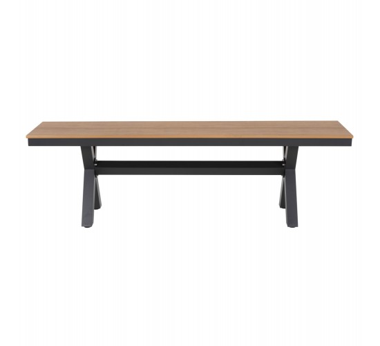 ΠΑΓΚΑΚΙ ΑΛΟΥΜΙΝΙΟΥ TAWNEE HM6038.01 ΑΝΘΡΑΚΙ ΜΕ POLYWOOD ΚΑΘΙΣΜΑ ΣΕ ΦΥΣΙΚΟ ΧΡΩΜΑ 150x36x45Υεκ. 3θέσιο
