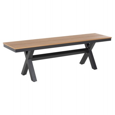 ΠΑΓΚΑΚΙ ΑΛΟΥΜΙΝΙΟΥ TAWNEE HM6038.01 ΑΝΘΡΑΚΙ ΜΕ POLYWOOD ΚΑΘΙΣΜΑ ΣΕ ΦΥΣΙΚΟ ΧΡΩΜΑ 150x36x45Υεκ. 3θέσιο