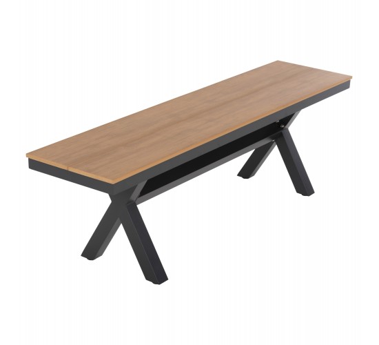 ΠΑΓΚΑΚΙ ΑΛΟΥΜΙΝΙΟΥ TAWNEE HM6038.01 ΑΝΘΡΑΚΙ ΜΕ POLYWOOD ΚΑΘΙΣΜΑ ΣΕ ΦΥΣΙΚΟ ΧΡΩΜΑ 150x36x45Υεκ. 3θέσιο