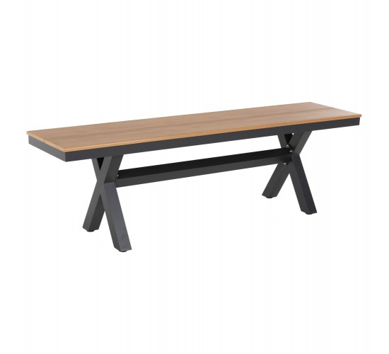ΠΑΓΚΑΚΙ ΑΛΟΥΜΙΝΙΟΥ TAWNEE HM6038.01 ΑΝΘΡΑΚΙ ΜΕ POLYWOOD ΚΑΘΙΣΜΑ ΣΕ ΦΥΣΙΚΟ ΧΡΩΜΑ 150x36x45Υεκ. 3θέσιο