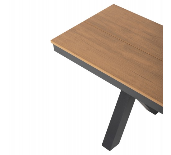 ΠΑΓΚΑΚΙ ΑΛΟΥΜΙΝΙΟΥ TAWNEE HM6038.01 ΑΝΘΡΑΚΙ ΜΕ POLYWOOD ΚΑΘΙΣΜΑ ΣΕ ΦΥΣΙΚΟ ΧΡΩΜΑ 150x36x45Υεκ. 3θέσιο